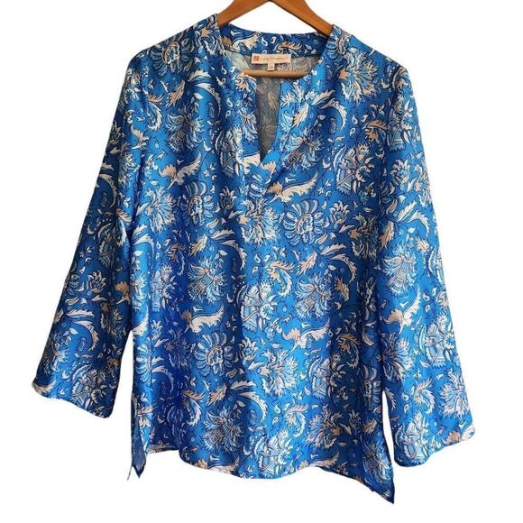 Jude Connally Blouse Womens Large Chris Tunic Blouse Floral Lightweight - Picture 3 of 6
